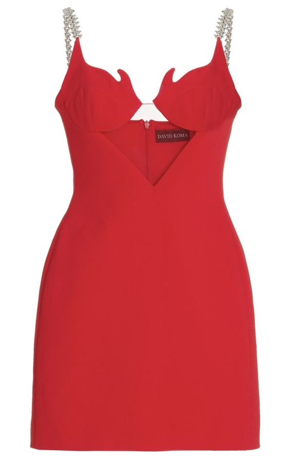 david koma red dress David Koma Crystal-embellished Mini Dress