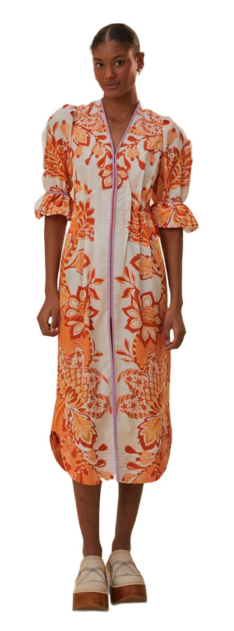 orange fruit garden scarf midi dress Best Kept Shared